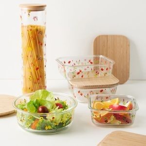 Anthropologie ✨ Cordelia Food Storage Container 🥕🌷🥒 🍒 Vegetable Print